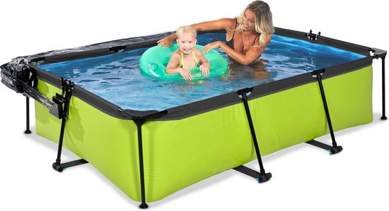 EXIT Lime zwembad 220x150x65cm met filterpomp en overkapping - groen