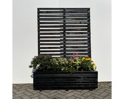 AMISHOUT - Plantenbak met klimrek 120x40x36 (176) cm - zwart | bloembak buiten
