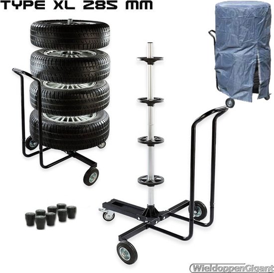 Foto: Verrijdbare xl velgenboom incl hoes voor velgencombinaties met een max bandenbreedte van 285 mm 18 inch nu met gratis velgmarkering set 