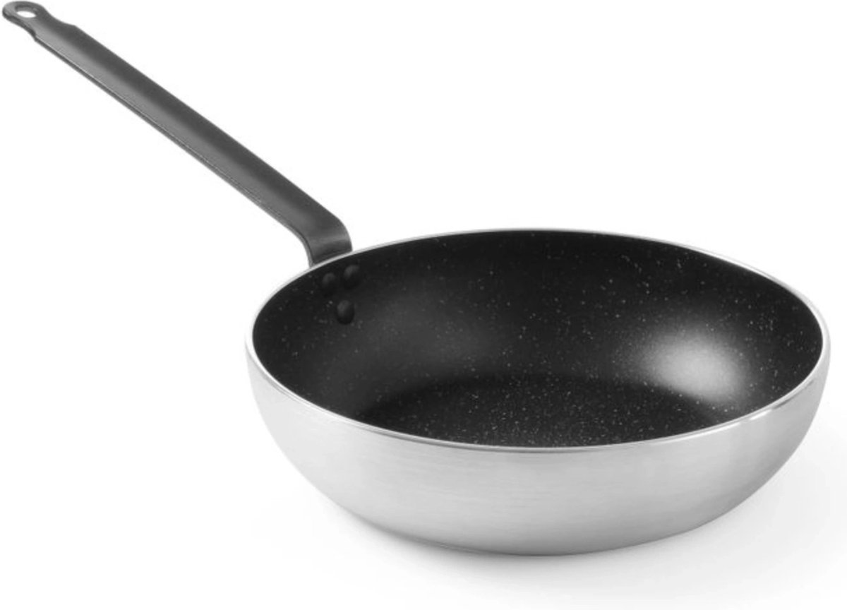 Hendi Wokpan Inductie - Professionele Wokpan 28cm - Aluminium - Marble Anti-Aanbaklaag - Geschikt voor alle warmtebronnen tot 260?C - ?28x(H)75cm - Bodem: ?21cm