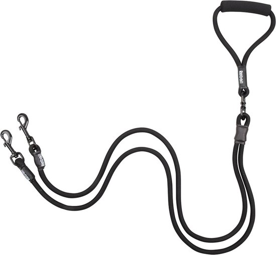 Rebel Petz - Dubbele Verstelbare Hondenriem voor Twee Honden - Met Draaibare sluiting en Zacht Handvat - Small en Large - Large (140 cm lang, Ø 12 mm)