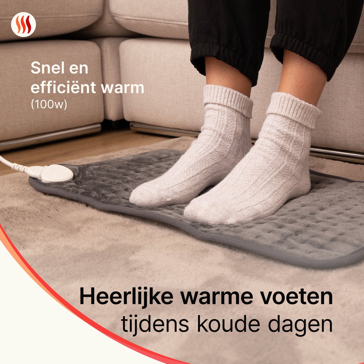 Seranova Elektrisch Warmtekussen voor Rug, Voeten, Nek, Schouders, Buik - Heating Pad - Verwarmingskussen - Wasmachine - 60x30cm - Donkergrijs — afbeelding 5