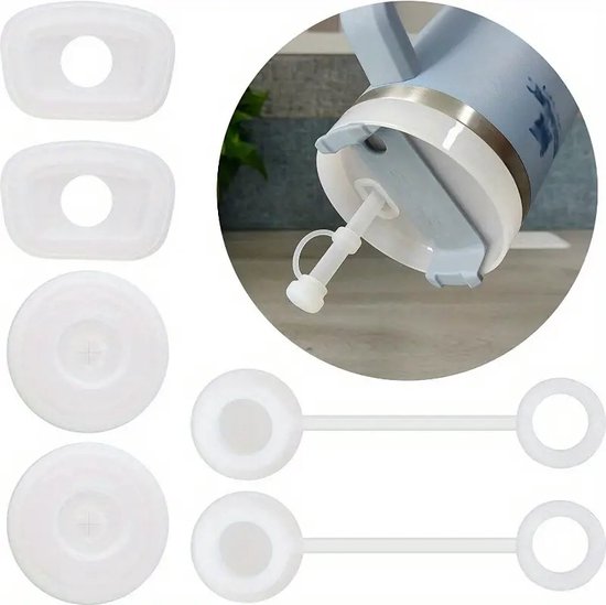 Kit Accessoires Pour Stanley Cup - 2 Couvercles Pailles 9-10mm, 6 Bouchons Silicone Anti-fuite, 1 Coque Protectrice