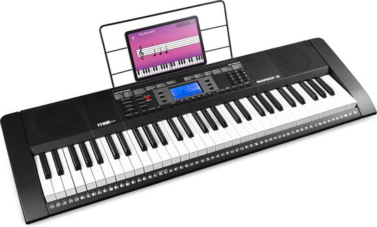 Foto: Keyboard piano met 61 toetsen max rhapsody61 keyboard voor beginners met gratis muzieklessen