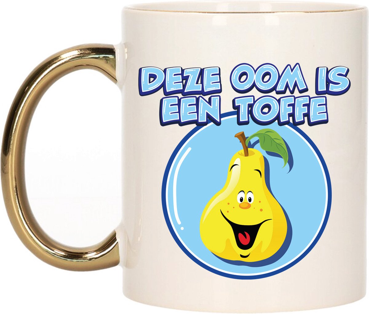 Bellatio Decorations Cadeau koffie/thee mok voor Oom - goud - toffe Oom - keramiek - 300 ml