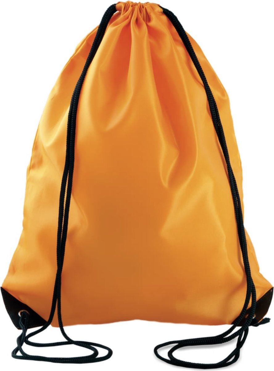 Rugzak/Gymtas/Sporttas/Zwemtas met draagkoordjes KI0104, 34x 44 cm, 13 L, kleur oranje
