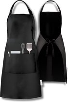 Apron Shop - Tablier de cuisine professionnel - Tablier de cuisine - Tablier de barbecue - Restauration - Taille : taille unique - Zwart