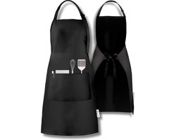Viamart® - Professioneel Keukenschort - Kookschort - BBQ Schort - Schort - Horecakwaliteit - Verstelbare Gesp, Lange Koorden en 3 Praktische Grote Zakken - Unisex: Dames & Heren - Maat: One Size Fits All - Wasbaar op 60° - Zwart Viamart® - Professioneel Keukenschort - Kookschort - BBQ Schort - Schort - Horecakwaliteit - Verstelbare Gesp, Lange Koorden en 3 Praktische Grote Zakken - Unisex: Dames & Heren - Maat: One Size Fits All - Wasbaar op 60° - Zwart