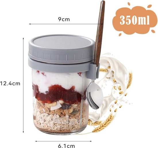 CNKHDZ 6 Stuks Overnight Oats Pot,Groen 300ml Overnight havermoutpotten,inmaakpotten met schroefdeksel,voor Overnight Oats Saladepotten Yoghurtpudding Chutney Jam Herbruikbare Glazen Potten