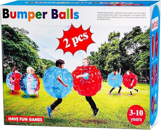 Opblaas sumo en bal spel - OpblaasbareStootbal voor Kinderen (2 Paar) tussen 3 en 10 jaar - Bumperballen - Lichaamsbotsingsbal - 64 cm x 60 cm - Bumpervoetbal