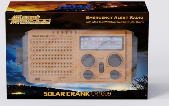 RHO-Radio à manivelle solaire XSY098D Radio Météo à Manivelle Solaire