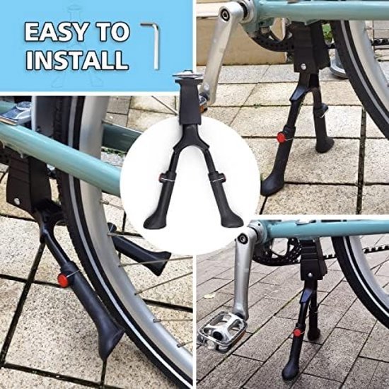 QWORK® Fahrradständer, Aluminium zweibeinständer Fahrrad, Einstellbar Ständer Fahrrad, für 24-29 Zoll Mountainbike, E-Bike, Cityrad