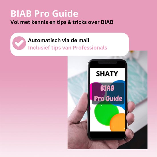 Telefoon met "BIAB Pro Guide" en tips van professionals