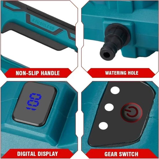Seastone - Draadloze Hogedrukreiniger - Inclusief 2x Accu - Hogedrukspuit - Auto Wasmachine - Krachtige Koperen Motor - Draagbaar - Multi-Angle Spuitmond van Seastone — afbeelding 3