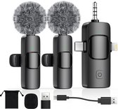 Bol.com Draadloze Microfoon - 2Stuks - Lavalier Microfoon - Extra Lange Batterijduur - Geschikt Voor Usb-C & Ios Lightning / Aux... aanbieding