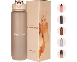 Cabau Bloom waterfles - 1 liter - beige - BPA- & lekvrij - drinktuit