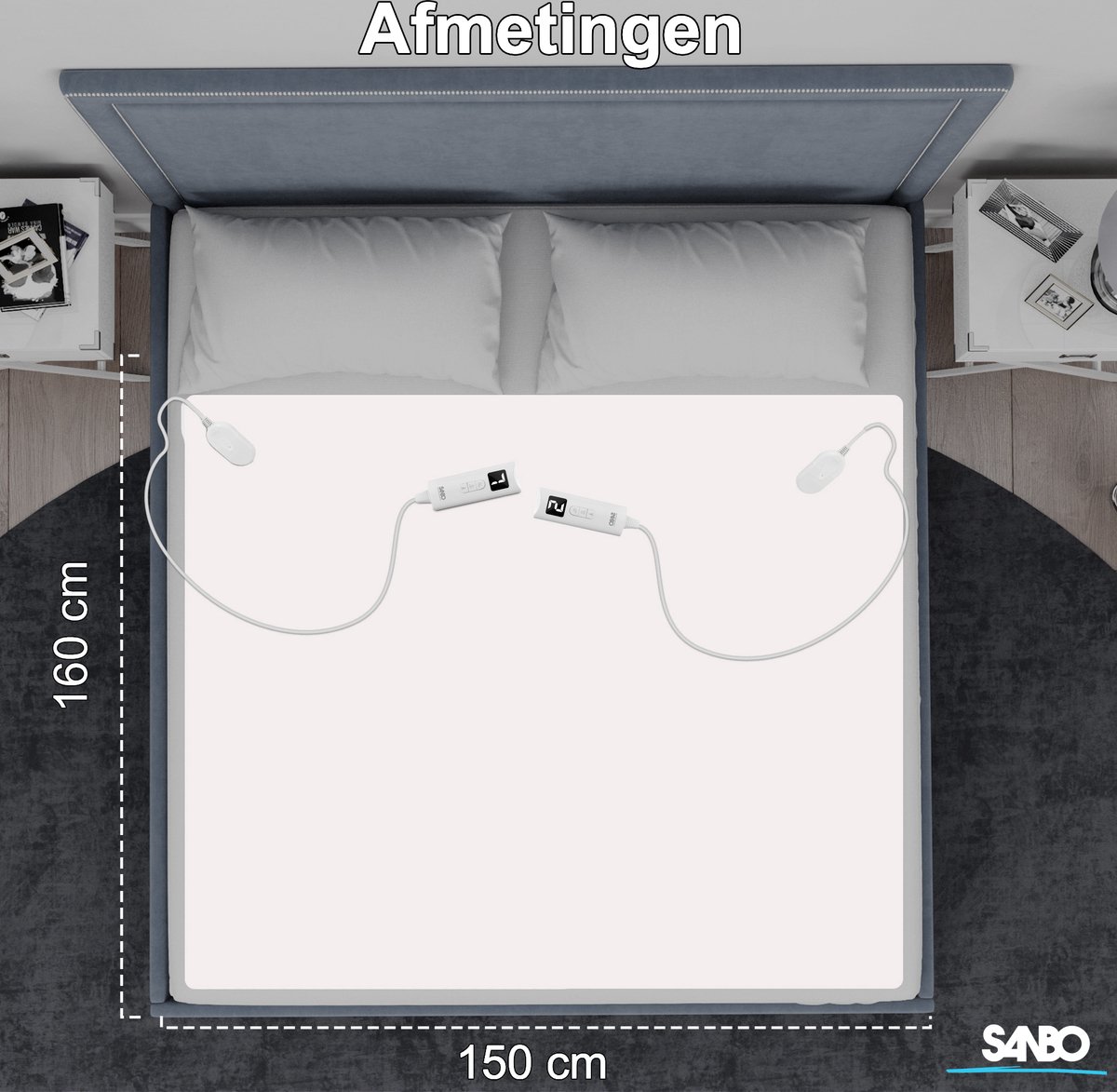 Sanbo Elektrische Deken - 2 Persoons - 150 x 160 cm - Wasmachinebestendig - Onderdeken - 7 Standen - Met Hoekelastieken – foto 4