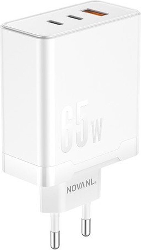 Foto: Novanl procharge ultra 65w gan 2xusb c usb a drievoudige poort adapter wit oplader voedingsadapter lader snellader