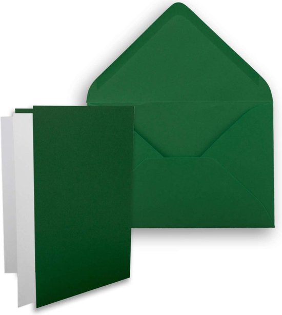 25 Tarjetas Plegadas DIN B6 Verde Oscuro Con Sobres - 115x170 Mm, Para Impresión Inkjet/Láser
