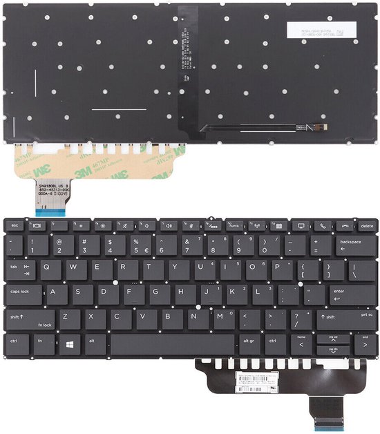 Clavier d'ordinateur portable adapté aux séries HP Elitebook X360-G5 / 830-G5 / 830-G6 - P/N : L40527-B31 / L56442-B31