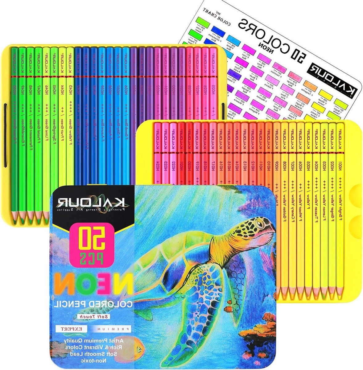 Kleurpotloden Set Neon Kleurpotloden Volwassen Kleurboeken Fluorescerende Gekleurde Professionele Tekening Potloden Art Supplies Kit Volwassenen Beginners Kunstenaars Zachte Kern