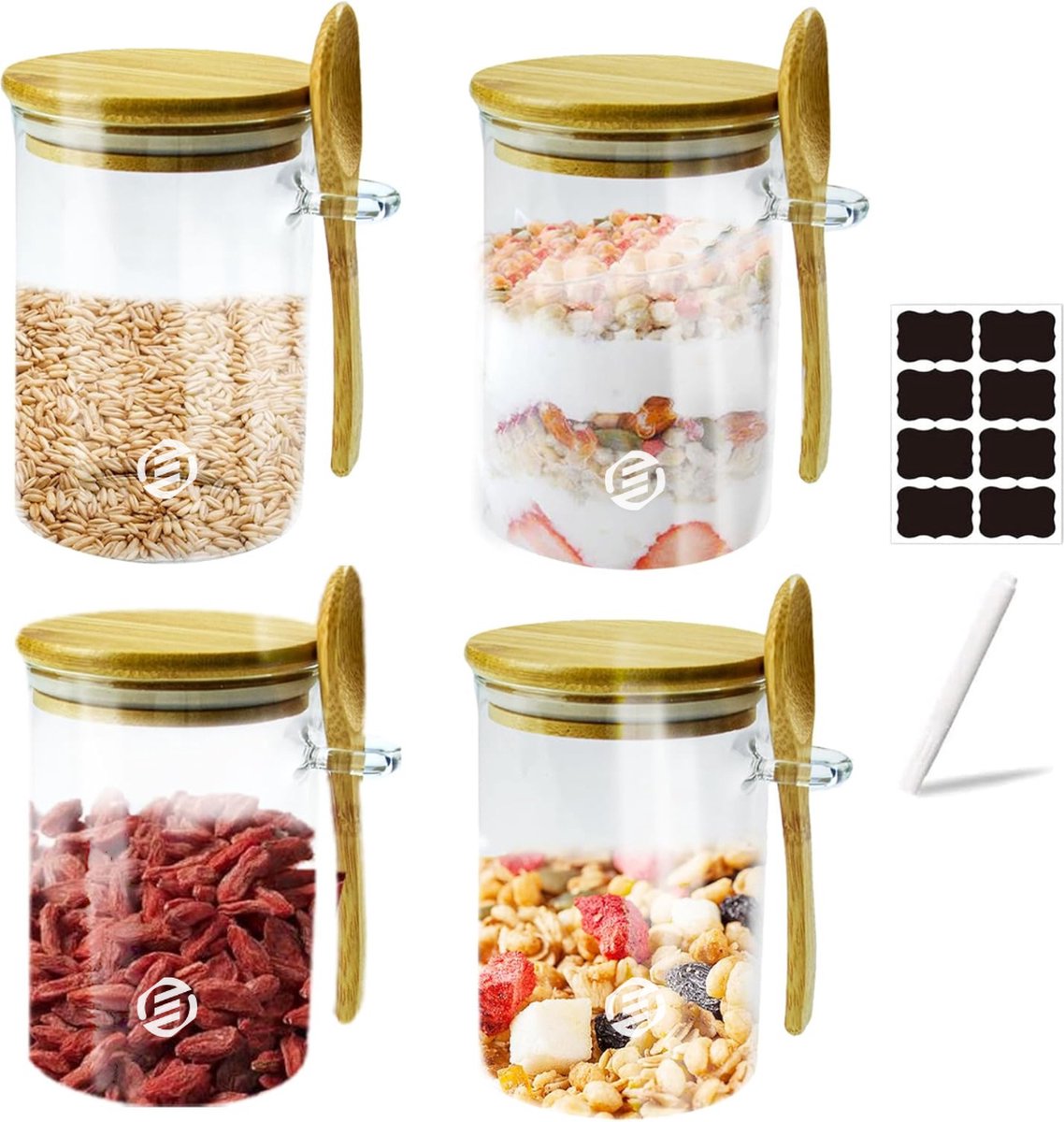 Equivera Overnight Oats Potjes - Muesli Beker - Mason Jar - Havermout - Set - Must have voor jouw ontbijt