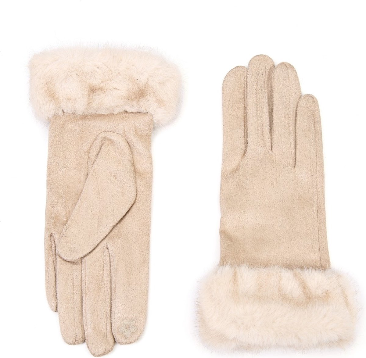 Dames handschoenen voor Touch Screen - Fluffy Beige - Herfst/Winter