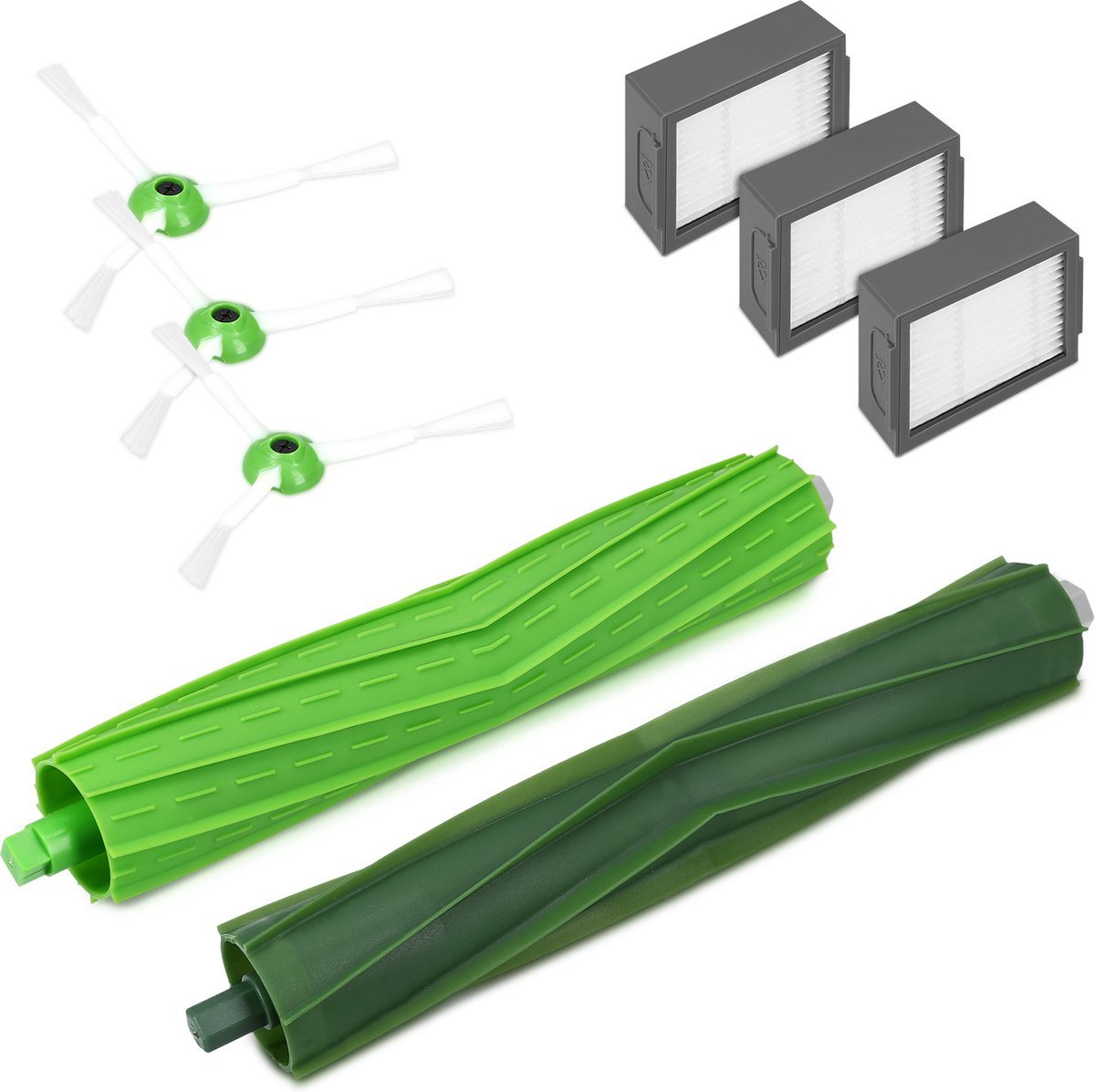 Reserveonderdelen geschikt voor iRobot - Set van 8 - Geschikt voor Roomba e5, i7 en i7+ met 3 filters, 3 zijborstels en 2 hoofdborstels