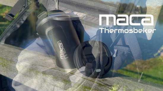 Maca Thermosbeker - Koffiebeker To Go - Met Temperatuurmeter - 380ml - Travel Mug - RVS - Zwart