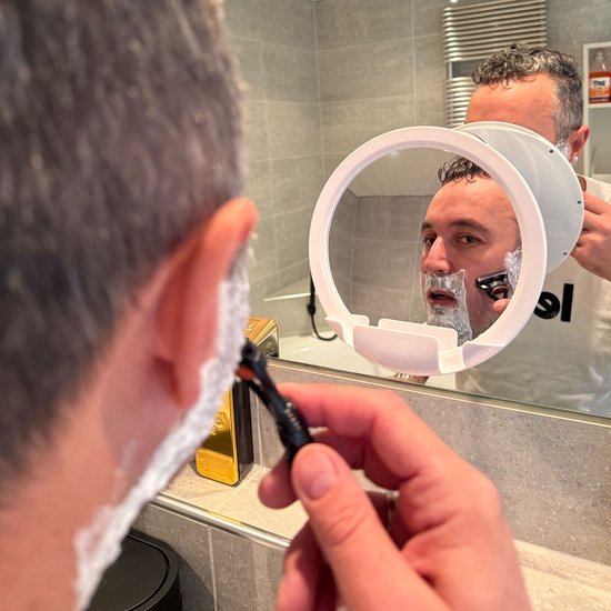 Miroir De Douche Anti-Buée 20x17 Cm – Incassable Avec Porte-Rasoir, Ventouse Puissante, Idéal Rasage Sous La Douche (Blanc)