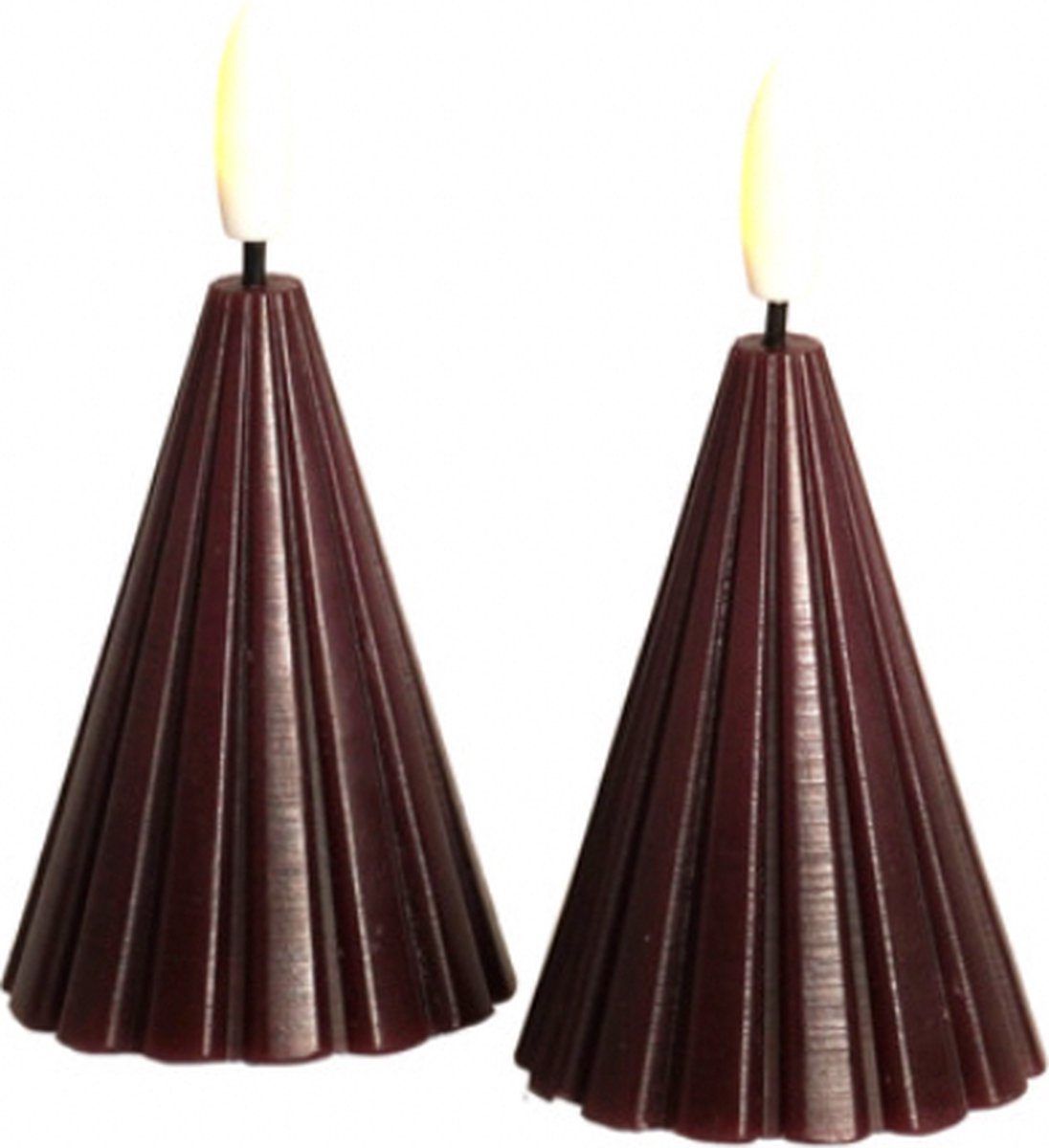 Sirius home - Laura Tree - Kerstboom - Ø5,7x8cm - Bordeaux rood - LED licht - 2 stuks