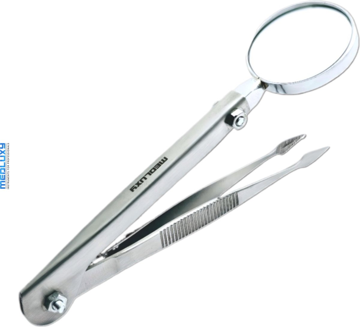 MEDLUXY® - Splinter Pincet met Vergrootglas (loep verstelbaar) - Recht - Tip Speerpunt Vormig - 12 cm - SP0000 (splinterpincet, arrowhead tip)