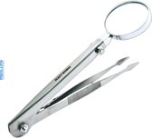 MEDLUXY® - Splinter Pincet met Vergrootglas (loep verstelbaar) - Recht - Tip Speerpunt Vormig - 12 cm - SP0000 (splinterpincet, arrowhead tip)