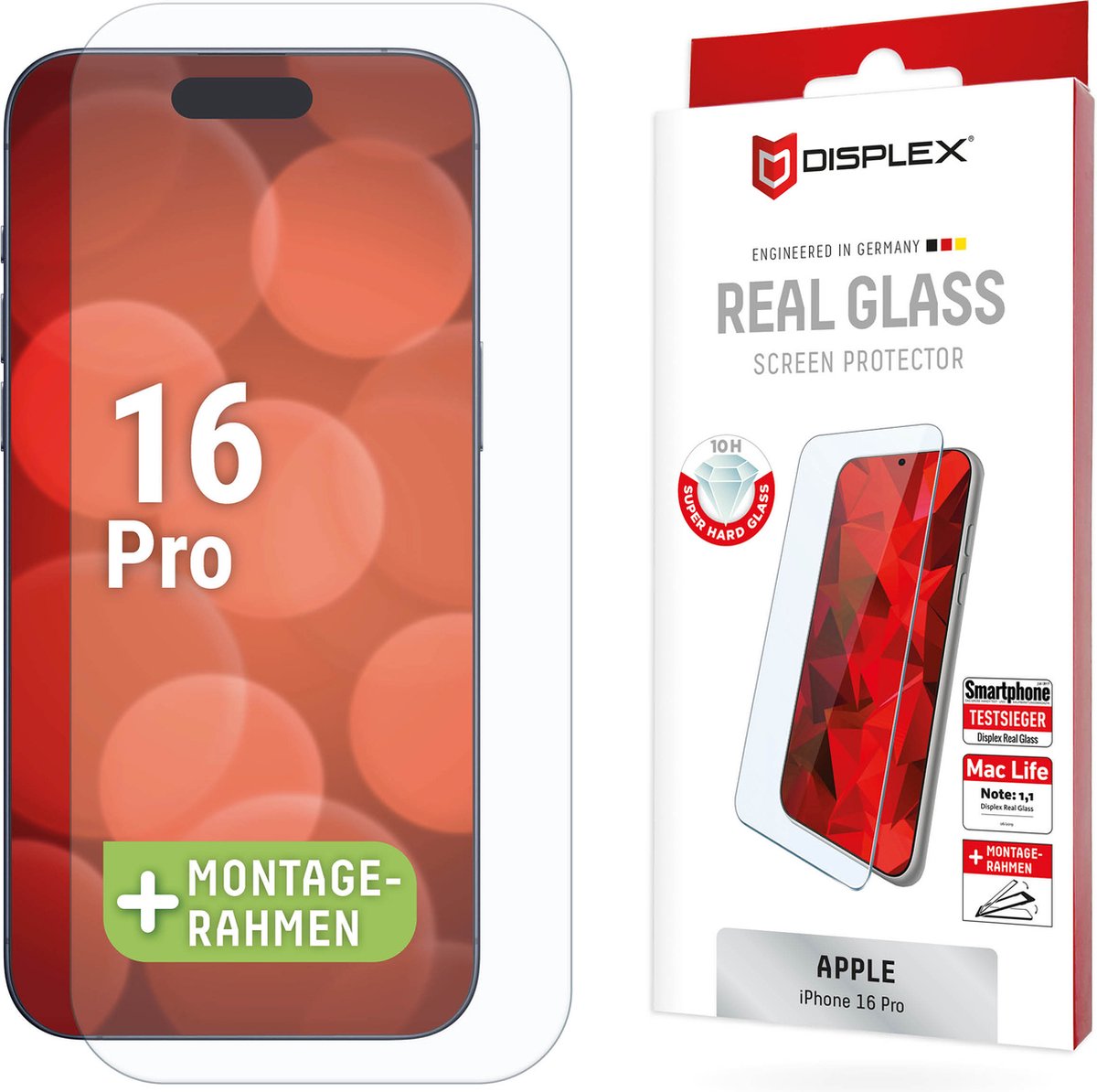 Displex Screenprotector Real Glass geschikt voor Apple iPhone 16 Pro