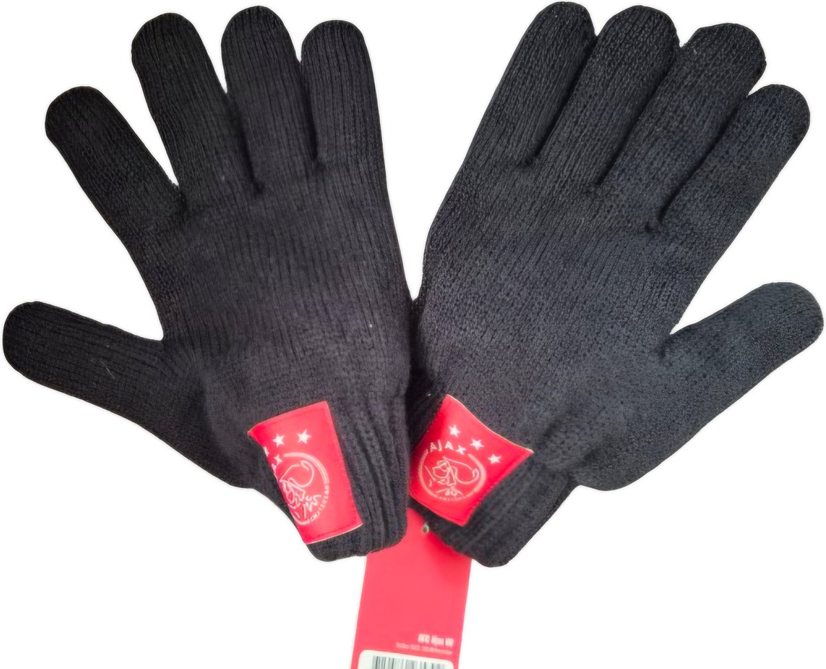 Ajax Winter Set (Handschoenen & Sjaal) Maat S/M - Zwart - Wol