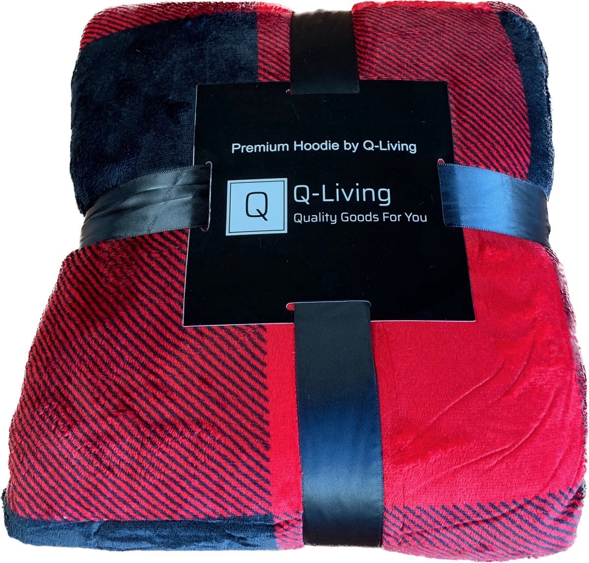 Q-Living Hoodie Deken - Extra Lang & Dik - Plaid Met Mouwen - Snuggle Hoodie - Fleece Deken Met Mouwen - Rood Zwart Extra Lang — cadeau in Wonen & Interieur - foto 7