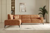 Bol.com hoekbank eddy- lounge links- cognac microvezelstof- hoeksalon left- seatsandbeds aanbieding