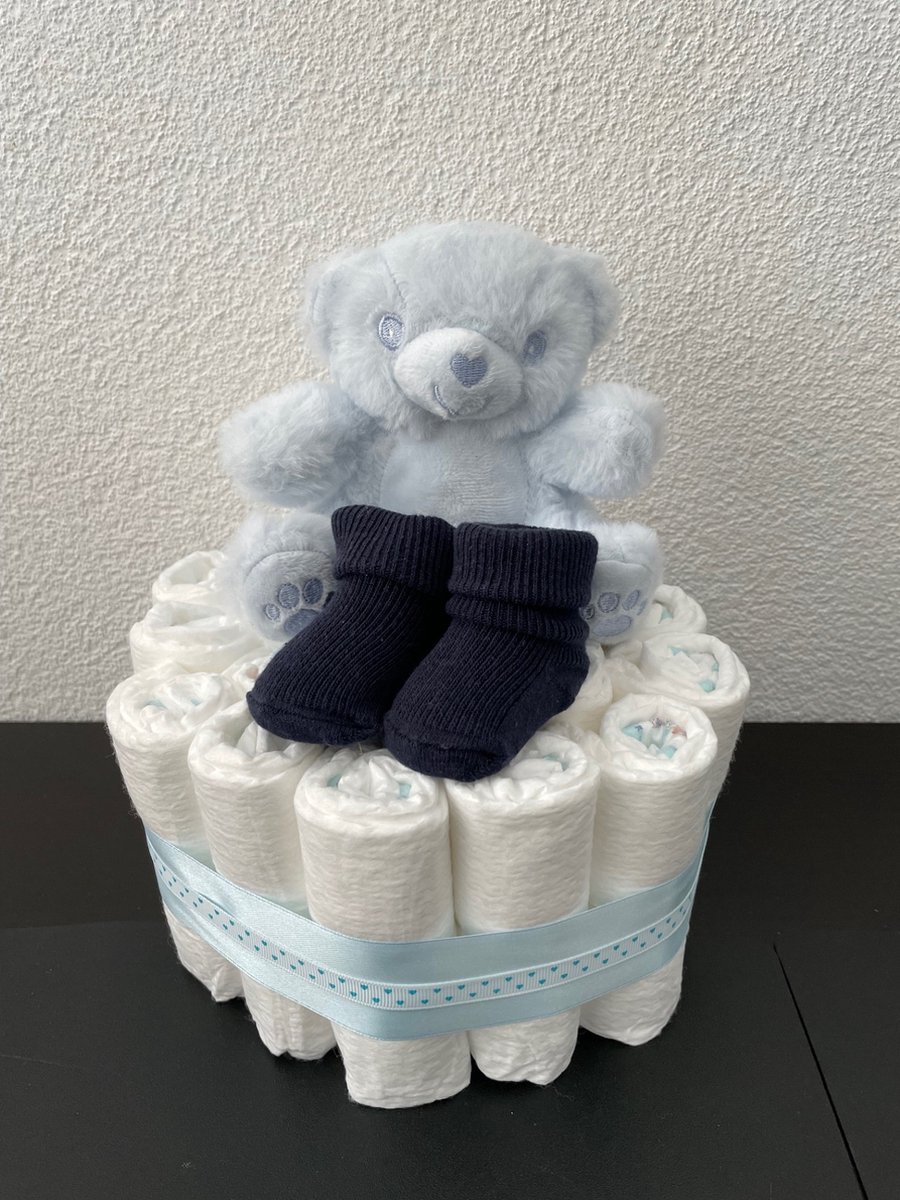 1-Laags Luiertaart SoftTouch Beertje Blauw Jongen