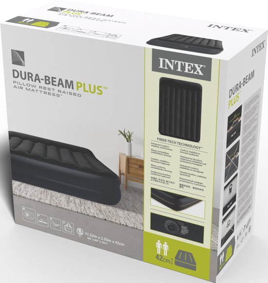 Intex Pillow Rest Raised Luchtbed met ingebouwde pomp - 203 x 152 x 42 cm
