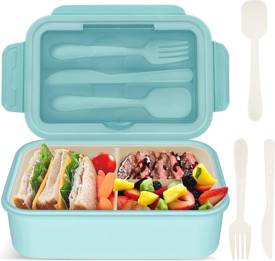 HuhWafee Lunchbox voor kinderen en volwassenen, 1000 ml, lekvrij, 3