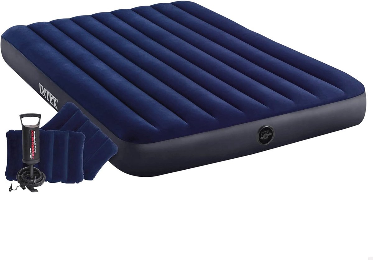 Opblaasbaar Luchtbed voor Twee Personen met Kussens – 203 x 152 x 25 cm