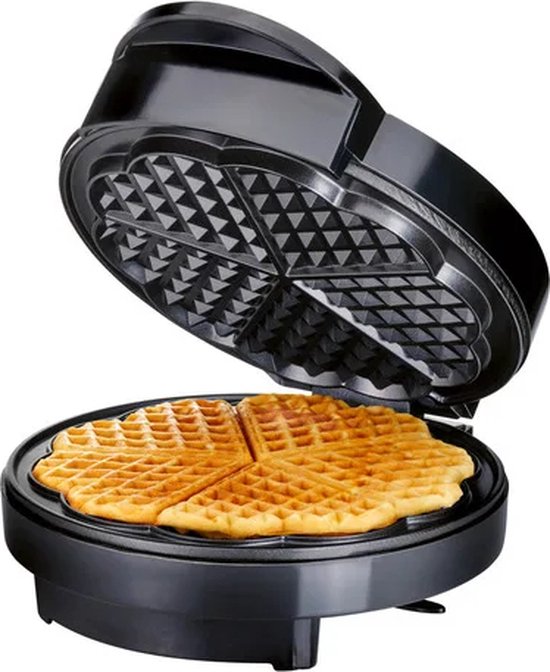 SilverCrest- Wafelijzer- Wafelmaker Hartvorm - Antiaanbaklaag - 5 Wafels - 1200 W - Zwart- met 15 bakideeën