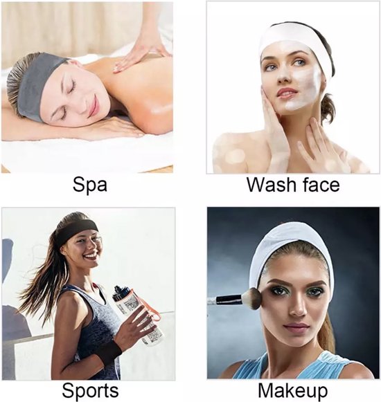 Verstelbaar Badstof Hoofdband - Headband - hairband - Hairband - Make Up Stretch Handdoek Met Tap - Make-Up Accessoires - 2 STUKS - Wit