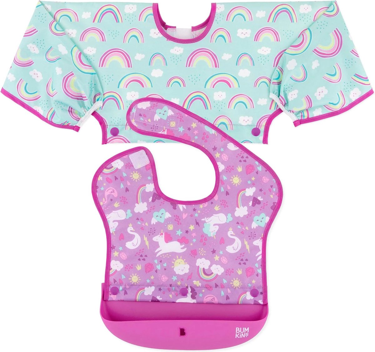 Goedkoopste Bumkins - Verwisselbare slab met opvangbakje - Rainbows & Unicorns (6-18m