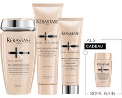 Kérastase Curl Manifesto Hydraterend Trio + Cadeau - Shampoo 250ml, Conditioner 200ml & Leave-in Crème 150ml + Shampoo 75ml Cadeau - Voor Gehydrateerde & Veerkrachtige Krullen