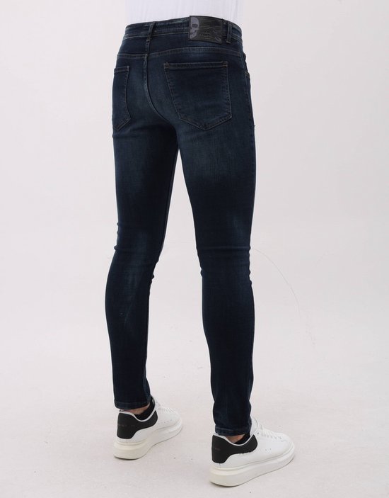 Jeans pour hommes coupe slim stretch avec déchirures - MM- S-107 - Blauw