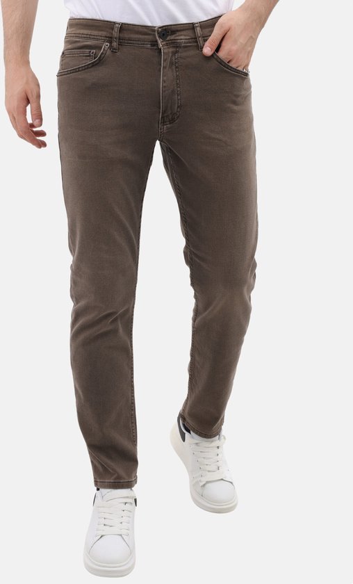 Neat Regular Jeans Homme - Jeans Stretch Homme - MM-R-02 - Marron