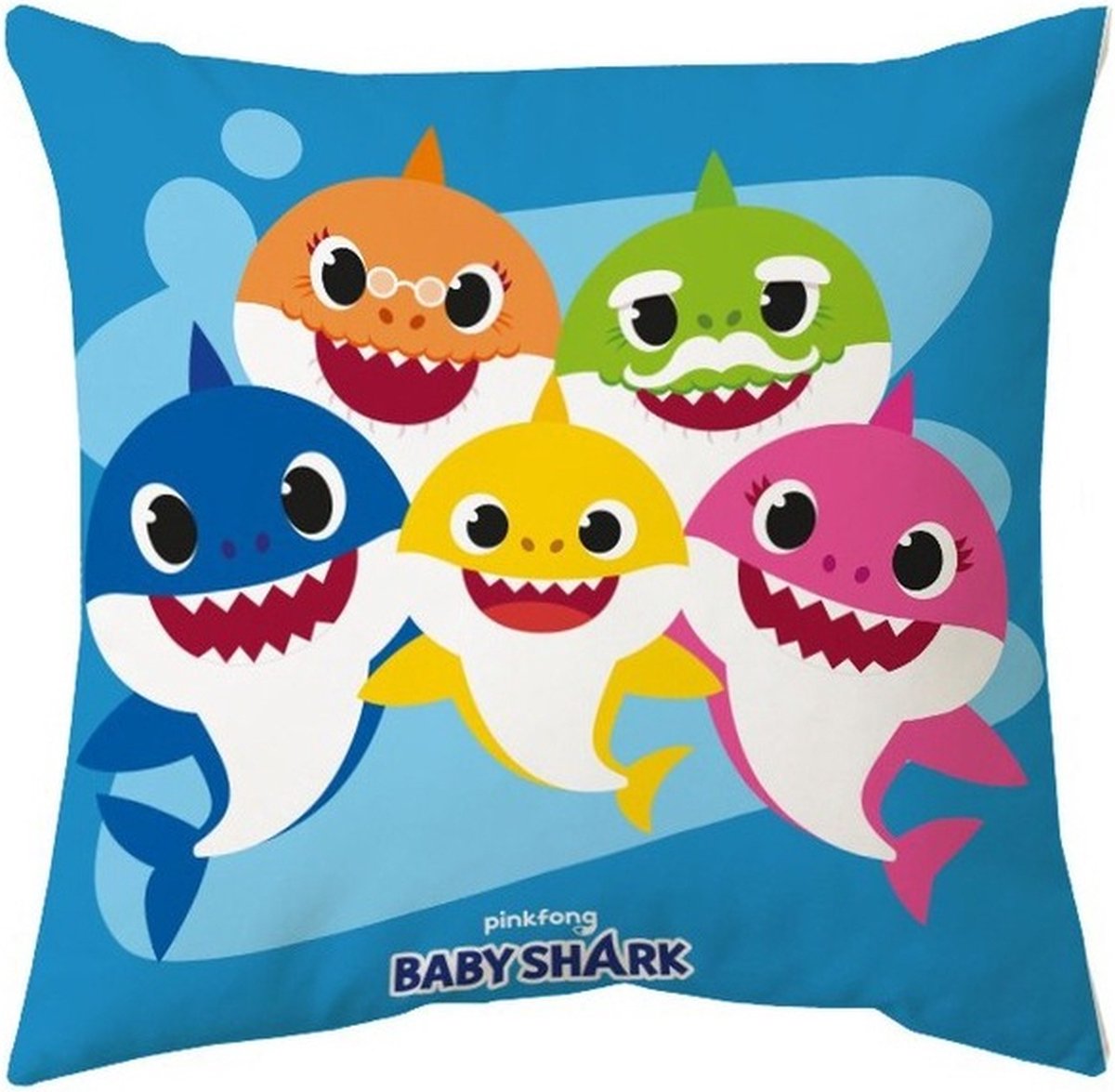 Baby Shark sierkussen 40 x 40 cm blauw