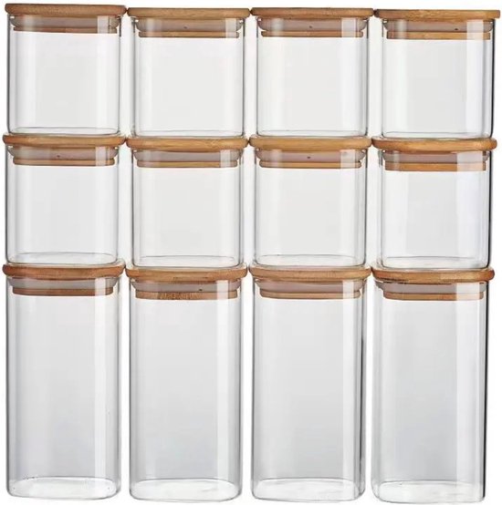 Glazen voorraadpot, pot van voedselglas, pot van snoep, Borosilicaatglazen pot met kurk, voor snoep, specerijen, bonen, koekjes, medicijnen (1000 ml