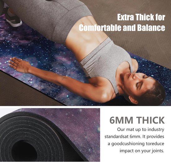 Antislip Yogamat voor Fitness en Pilates - 183 x 61 cm, Extra Dikke en Gevoerde Matte voor Optimale Grip en Comfort — afbeelding 3